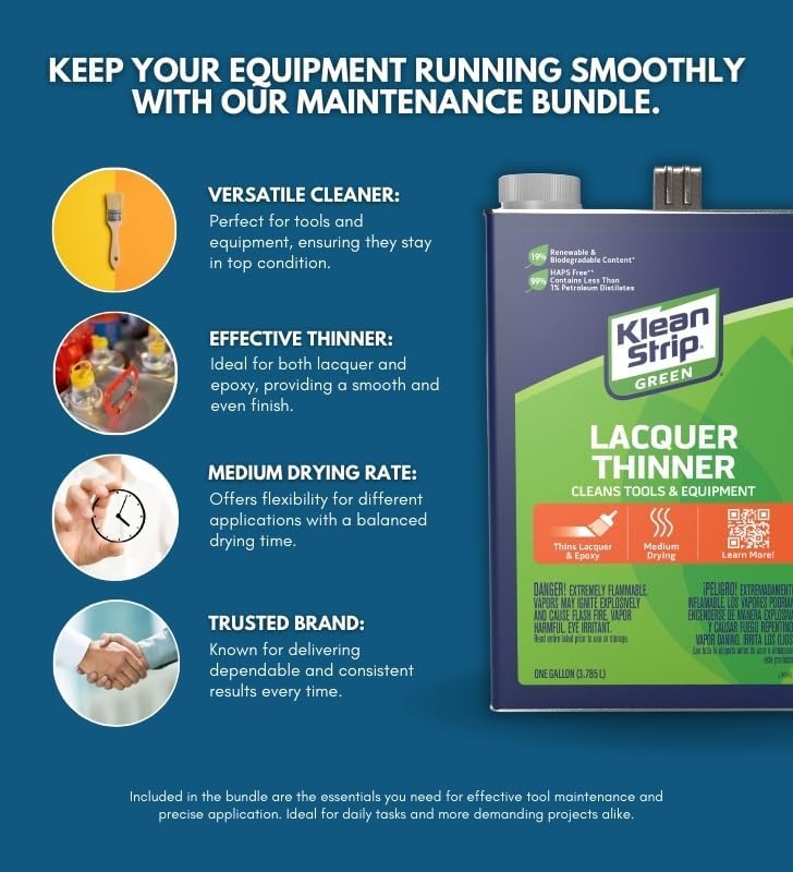 GROVE Klean Strip Paint Thinner - Klean Strip Green Lacquer Thinner for Tools & Equipment - Thinner Liquid for Lacquer & Epoxy - Medium Drying Rate, Leveling Thinner - Dependable for Pro's & DIY'ers 1qt - Image 3